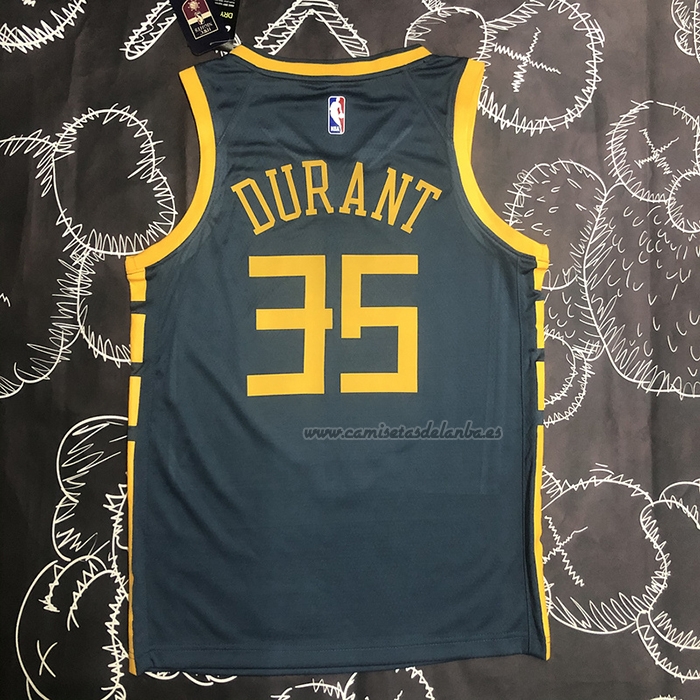 Camiseta Golden State Warriors Kevin Durant NO 35 Ciudad 2018-19 Azul
